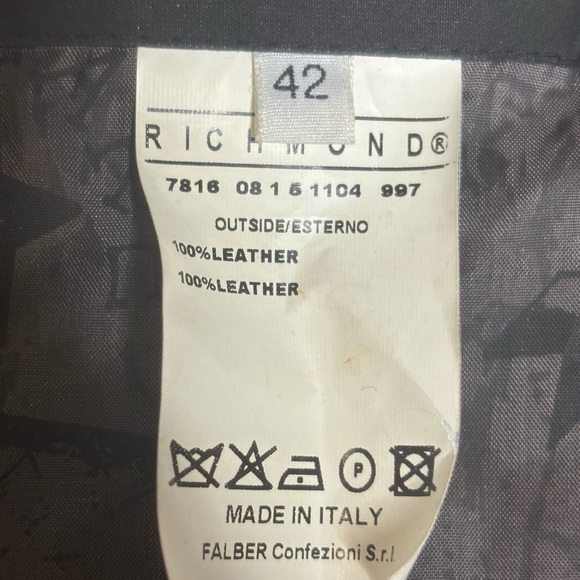 JOHN RICHMOND RICHMOND X Leather Metallic Cropped Moto Jacket SZ 42 - Picture 9 of 10